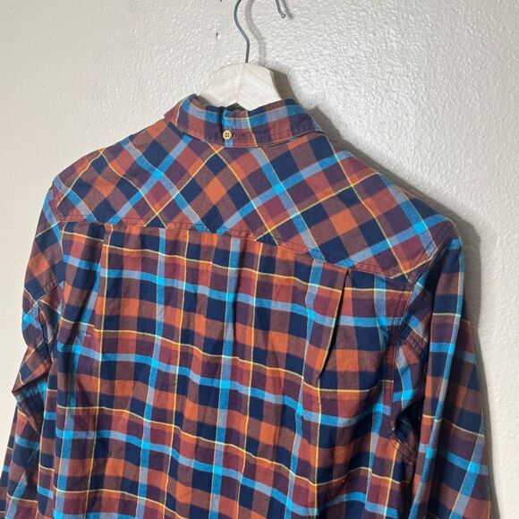 Duluth Trading Co Shirt Mens Medium Slim Fit Button Up Long Sleeve Plaid Pocket - Picture 9 of 11